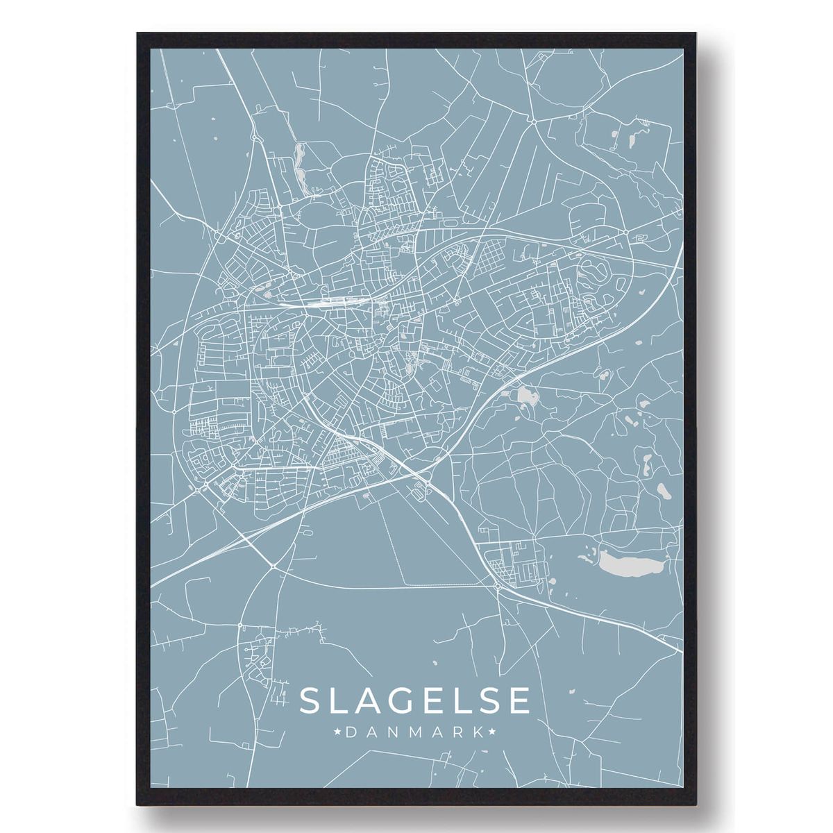 Slagelse plakat - lyseblå (Størrelse: L - 50x70cm (B2))