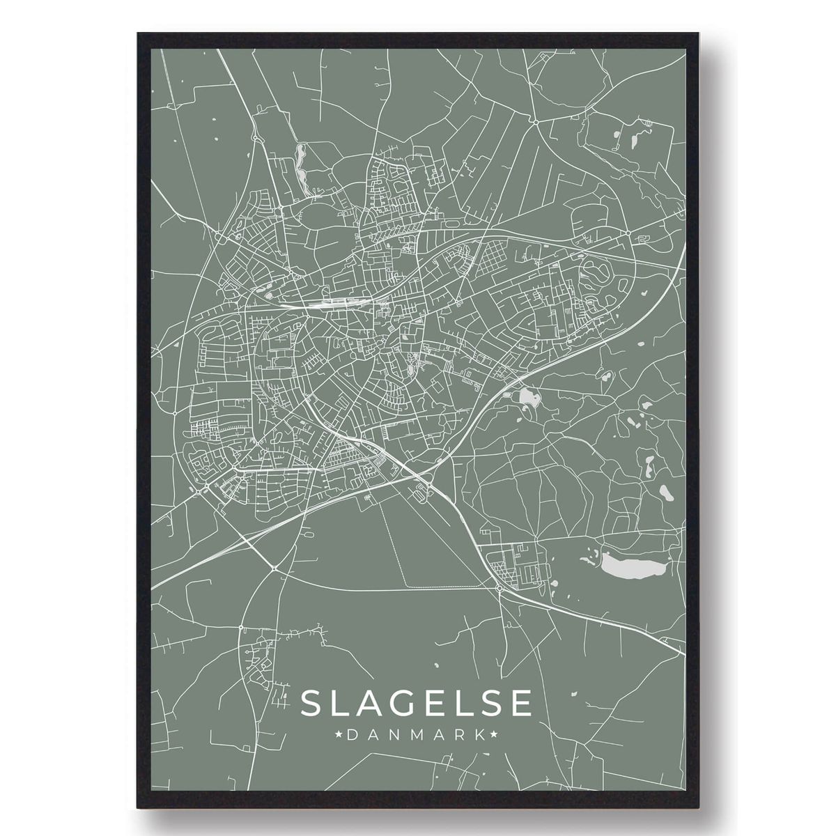 Slagelse plakat - grøn (Størrelse: L - 50x70cm (B2))