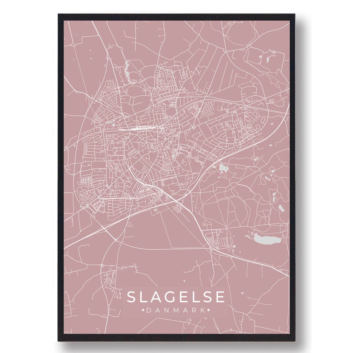 Slagelse plakat - rosa (Størrelse: L - 50x70cm (B2))