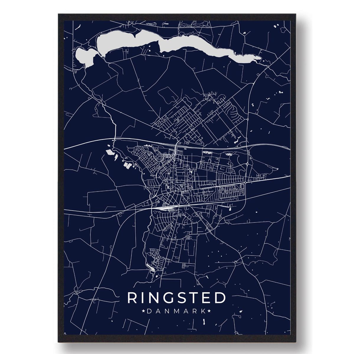 Ringsted plakat - mørkeblå (Størrelse: L - 50x70cm (B2))