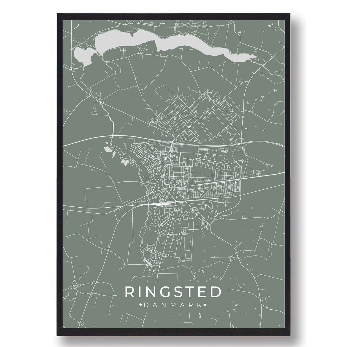 Ringsted plakat - grøn (Størrelse: L - 50x70cm (B2))