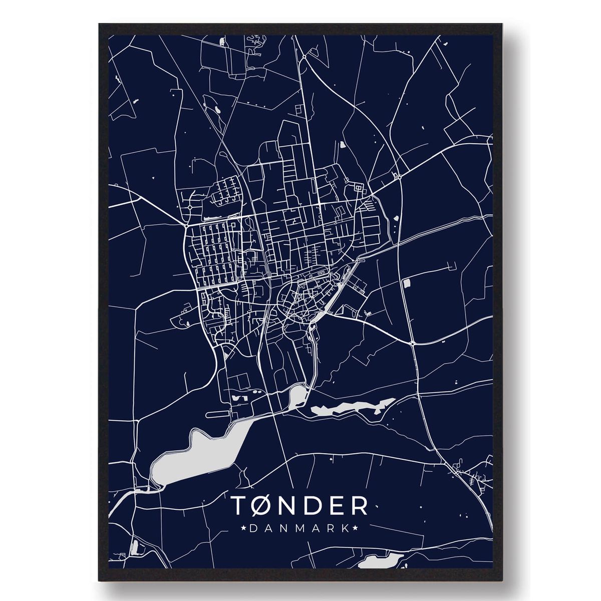 Tønder plakat - mørkeblå (Størrelse: L - 50x70cm (B2))