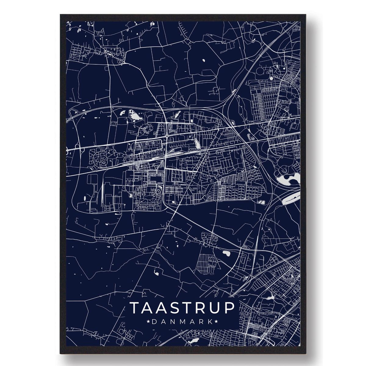 Taastrup plakat - mørkeblå (Størrelse: L - 50x70cm (B2))