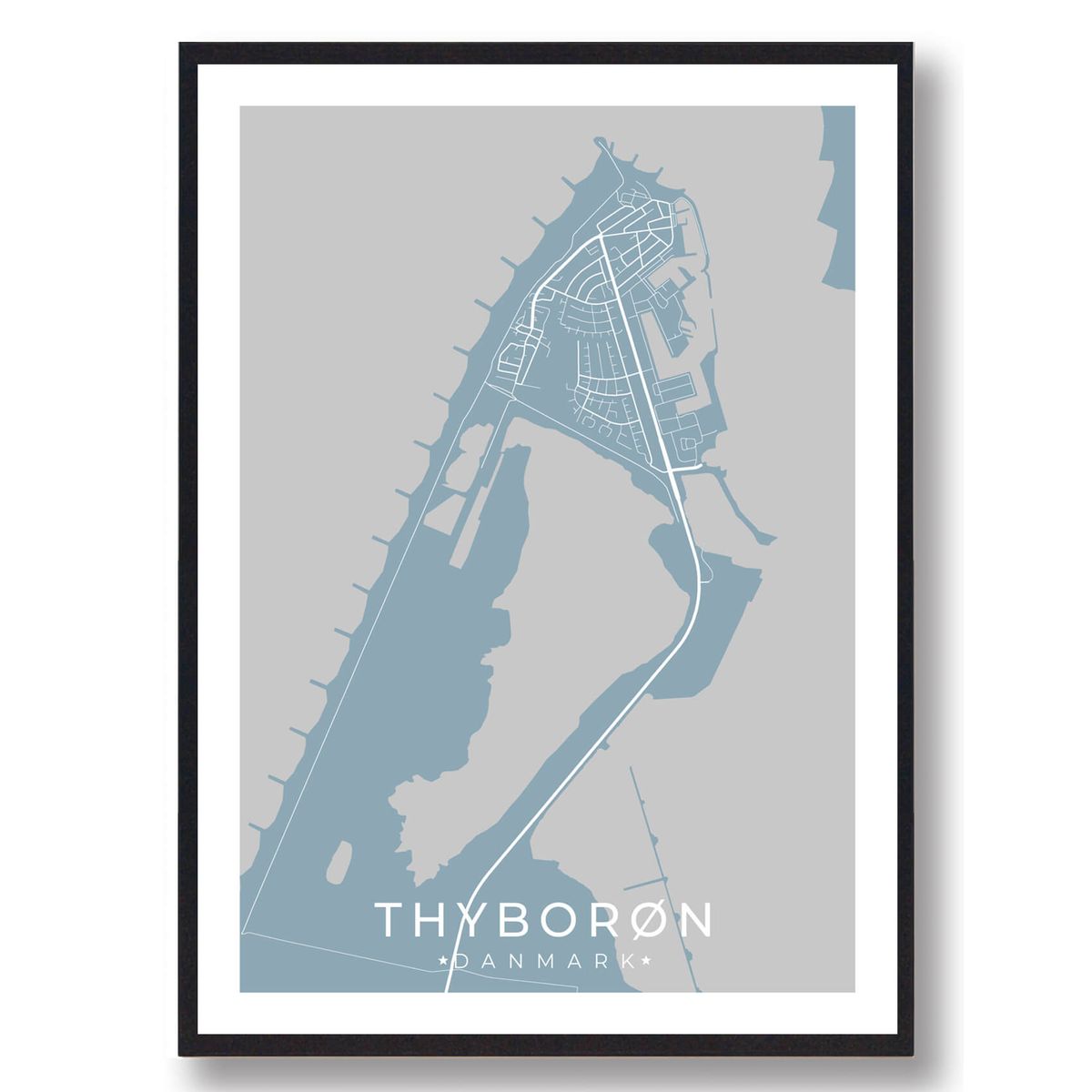 Thyborøn plakat - lyseblå (Størrelse: L - 50x70cm (B2))