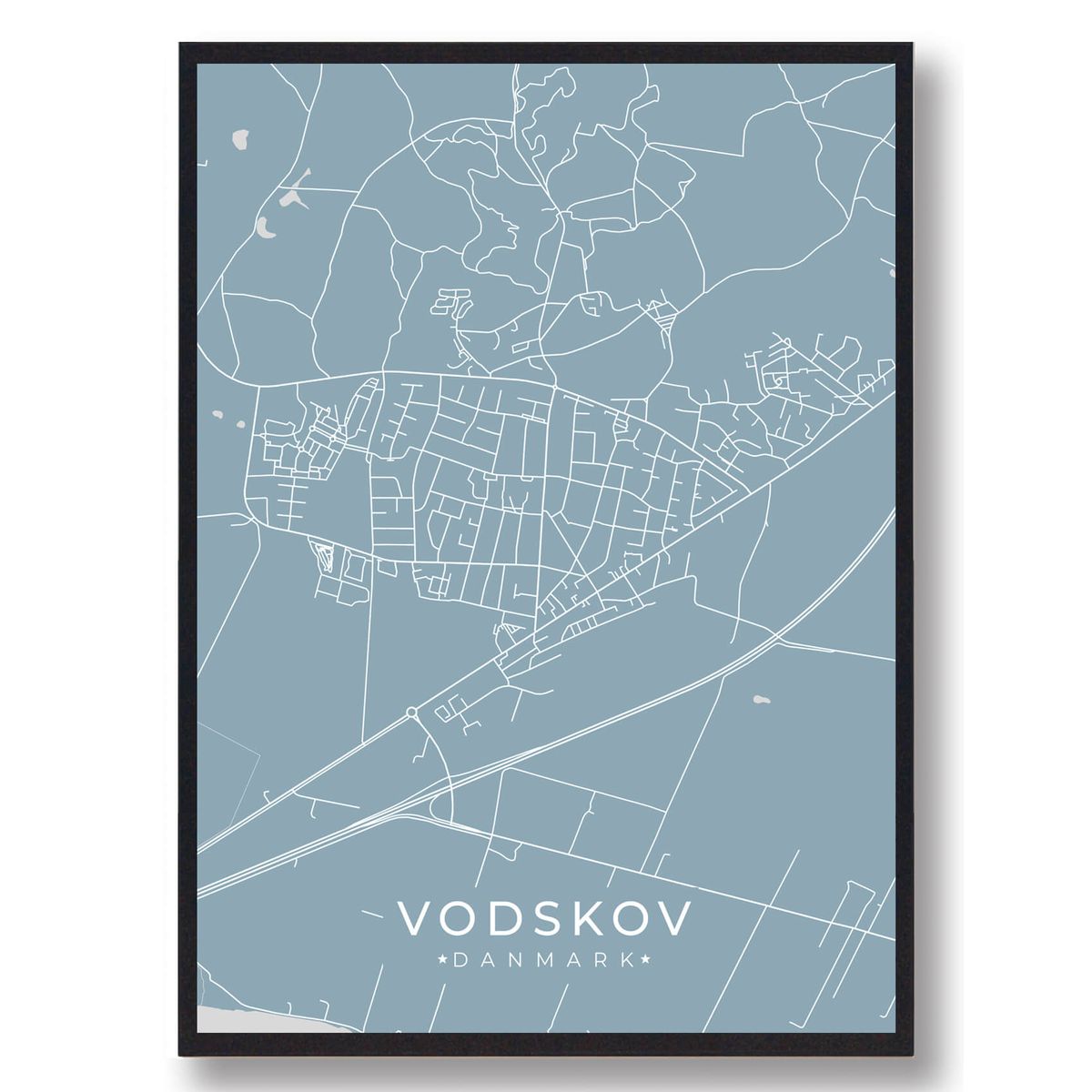 Vodskov plakat - lyseblå (Størrelse: L - 50x70cm (B2))