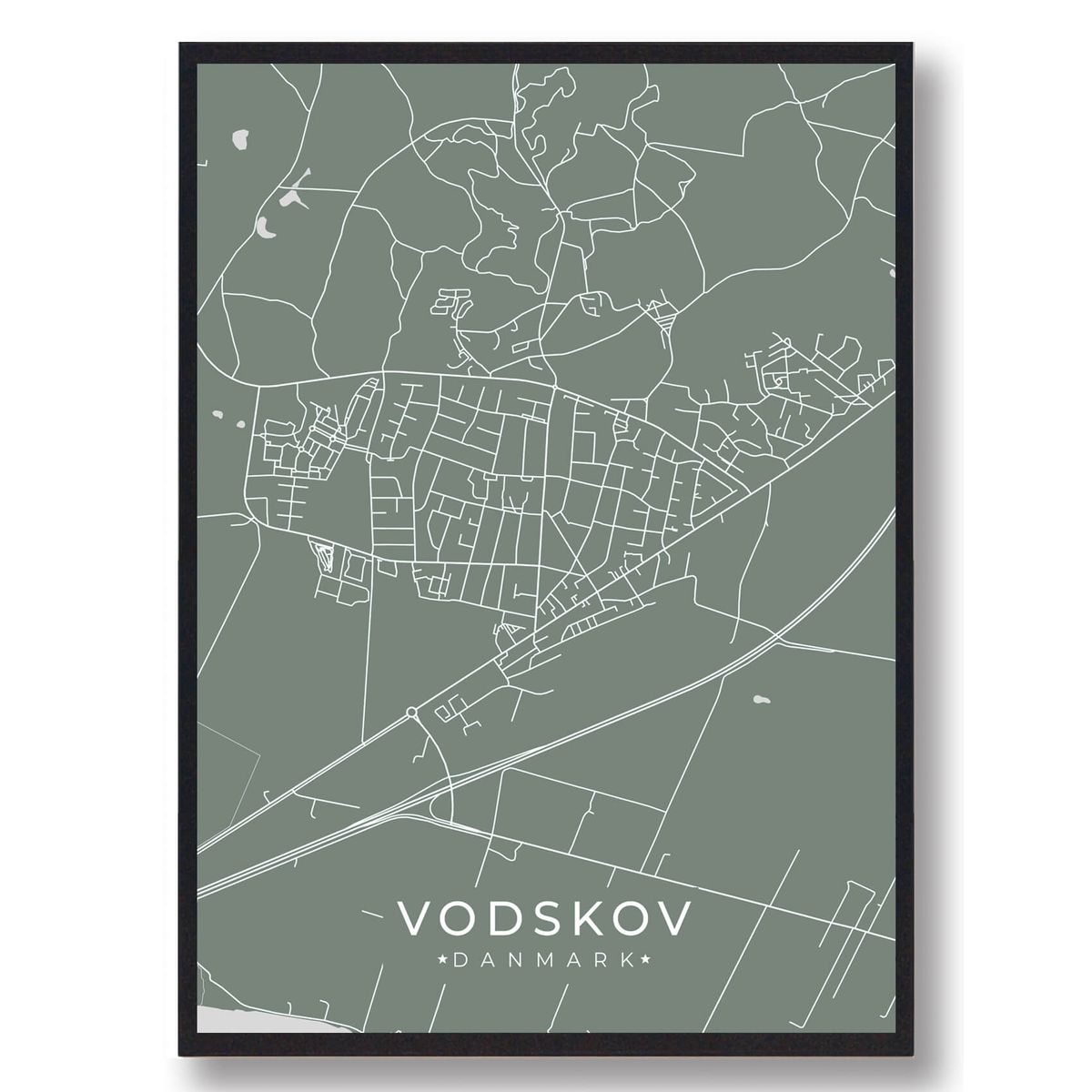 Vodskov plakat - grøn (Størrelse: L - 50x70cm (B2))