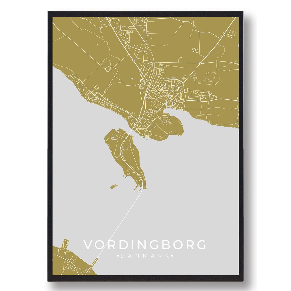 Vordingborg plakat - gul (Størrelse: L - 50x70cm (B2))