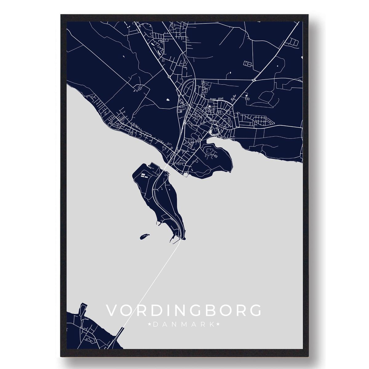 Vordingborg plakat - mørkeblå (Størrelse: L - 50x70cm (B2))