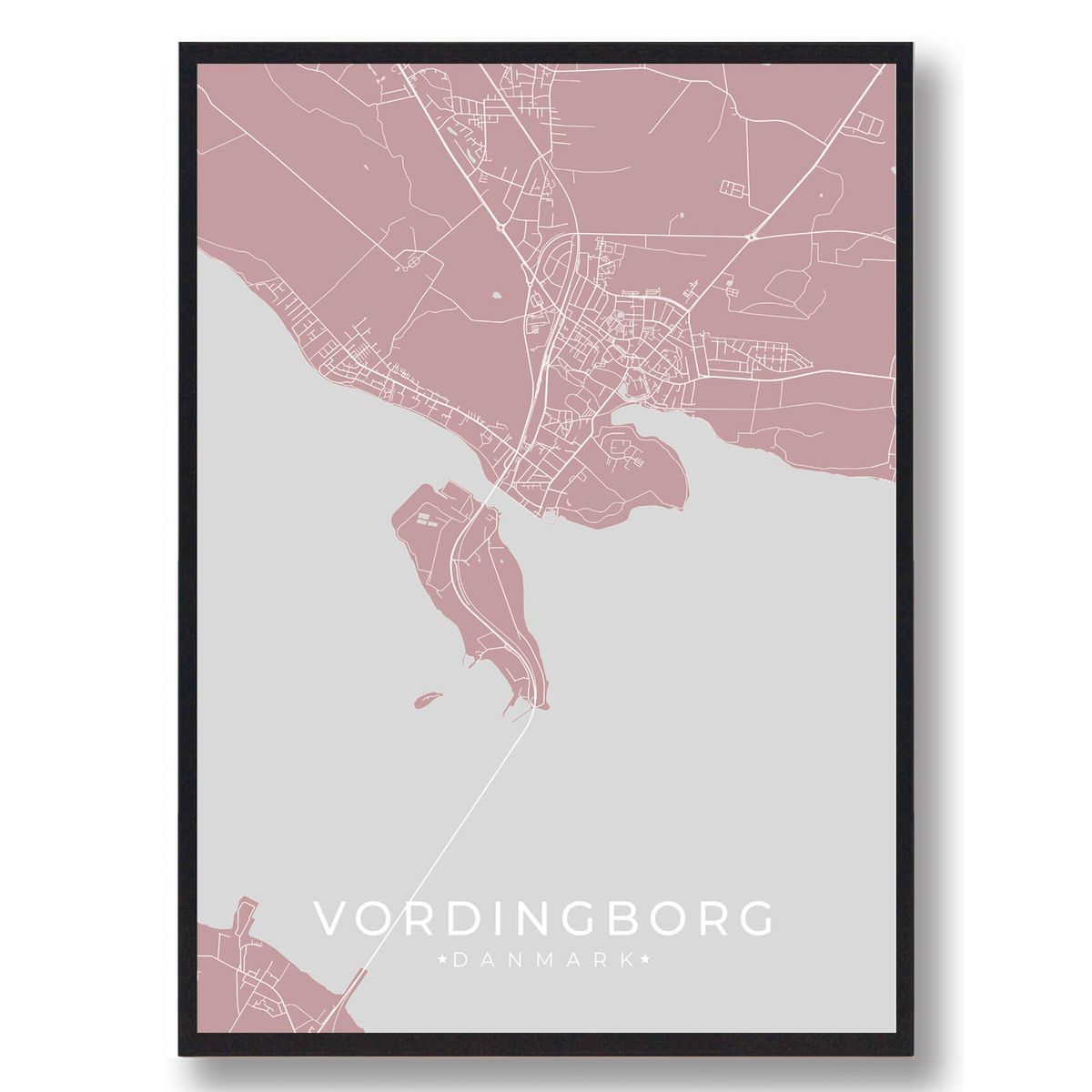 Vordingborg plakat - rosa (Størrelse: L - 50x70cm (B2))