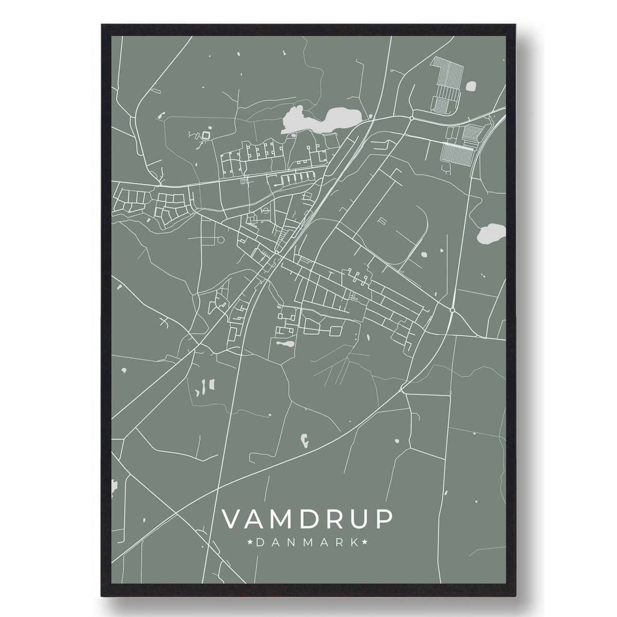 Vamdrup plakat - grøn (Størrelse: L - 50x70cm (B2))