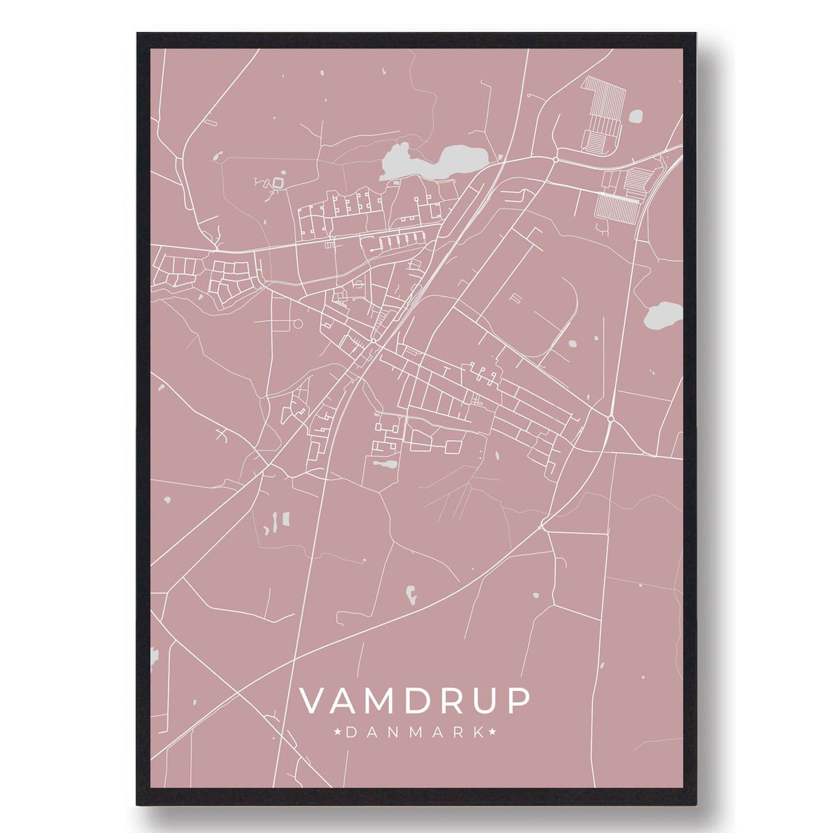 Vamdrup plakat - rosa (Størrelse: L - 50x70cm (B2))