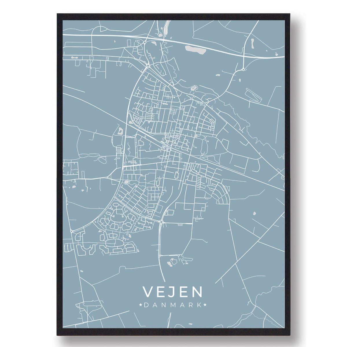 Vejen plakat - lyseblå (Størrelse: L - 50x70cm (B2))