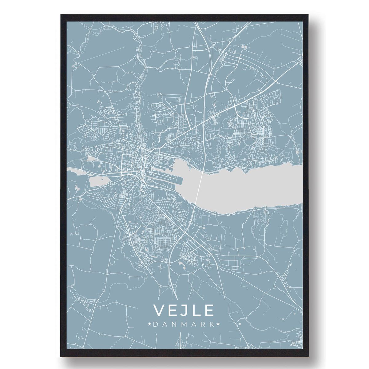 Vejle plakat - lyseblå (Størrelse: L - 50x70cm (B2))