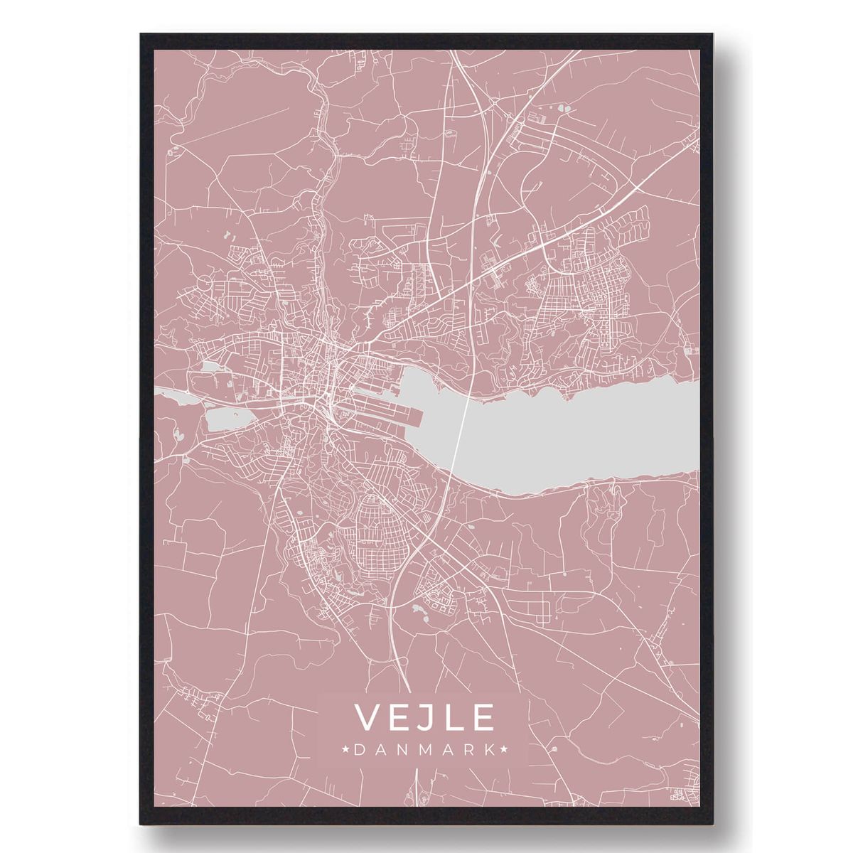 Vejle plakat - rosa (Størrelse: L - 50x70cm (B2))