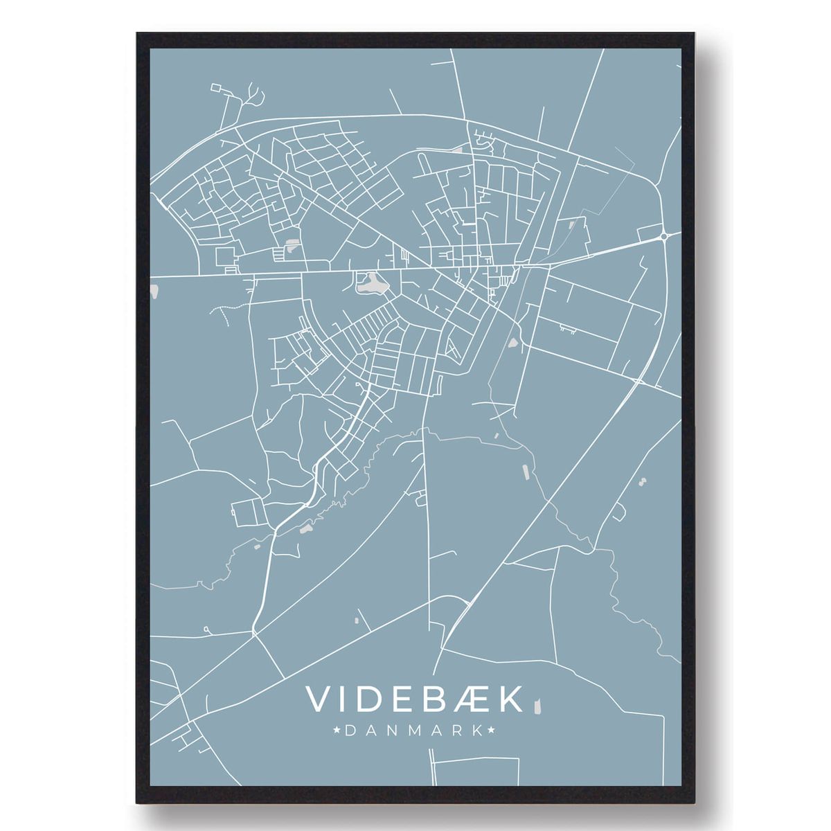 Videbæk plakat - lyseblå (Størrelse: L - 50x70cm (B2))