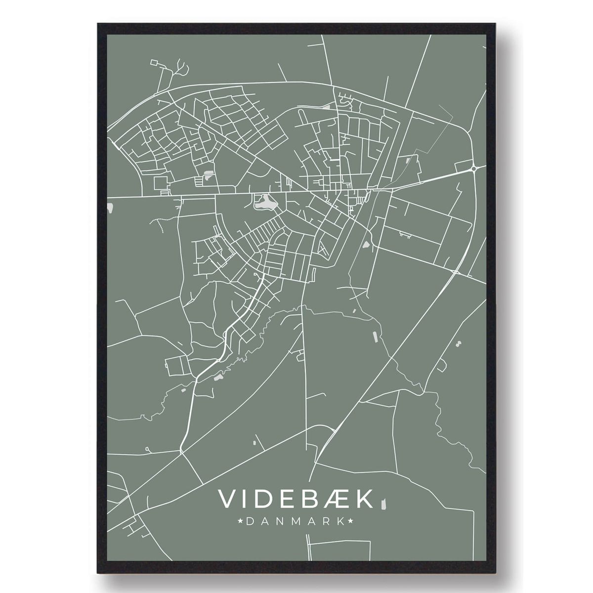 Videbæk plakat - grøn (Størrelse: L - 50x70cm (B2))