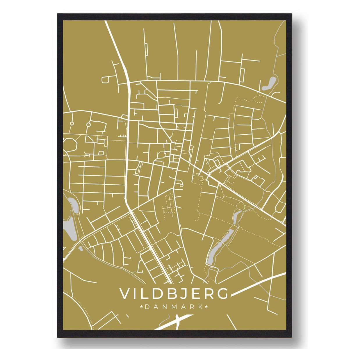 Vildbjerg plakat - gul (Størrelse: L - 50x70cm (B2))