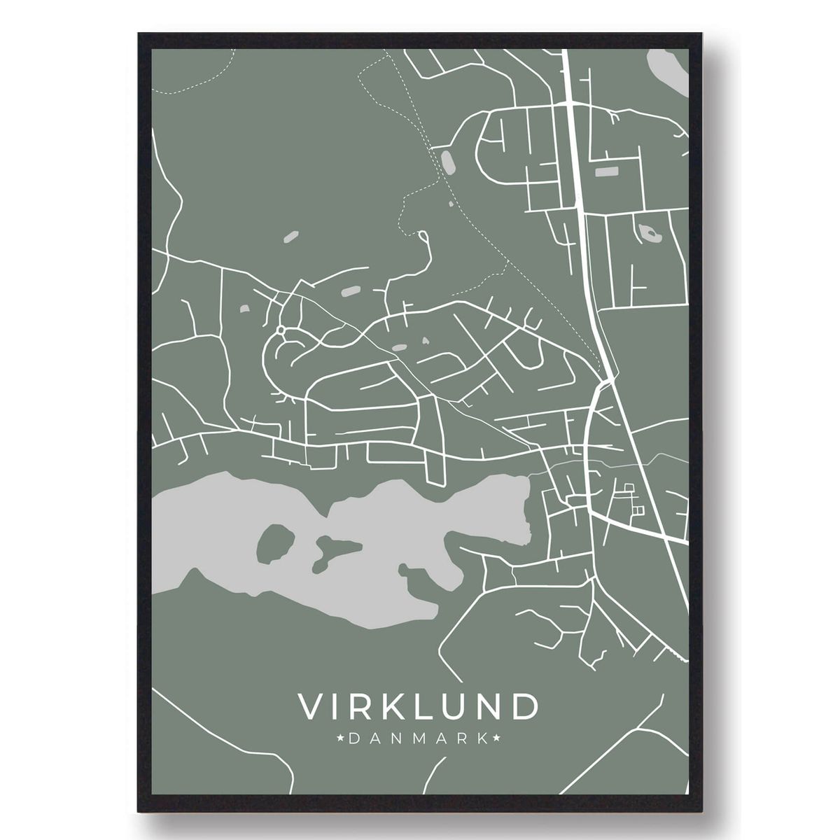 Virklund plakat - grøn (Størrelse: L - 50x70cm (B2))