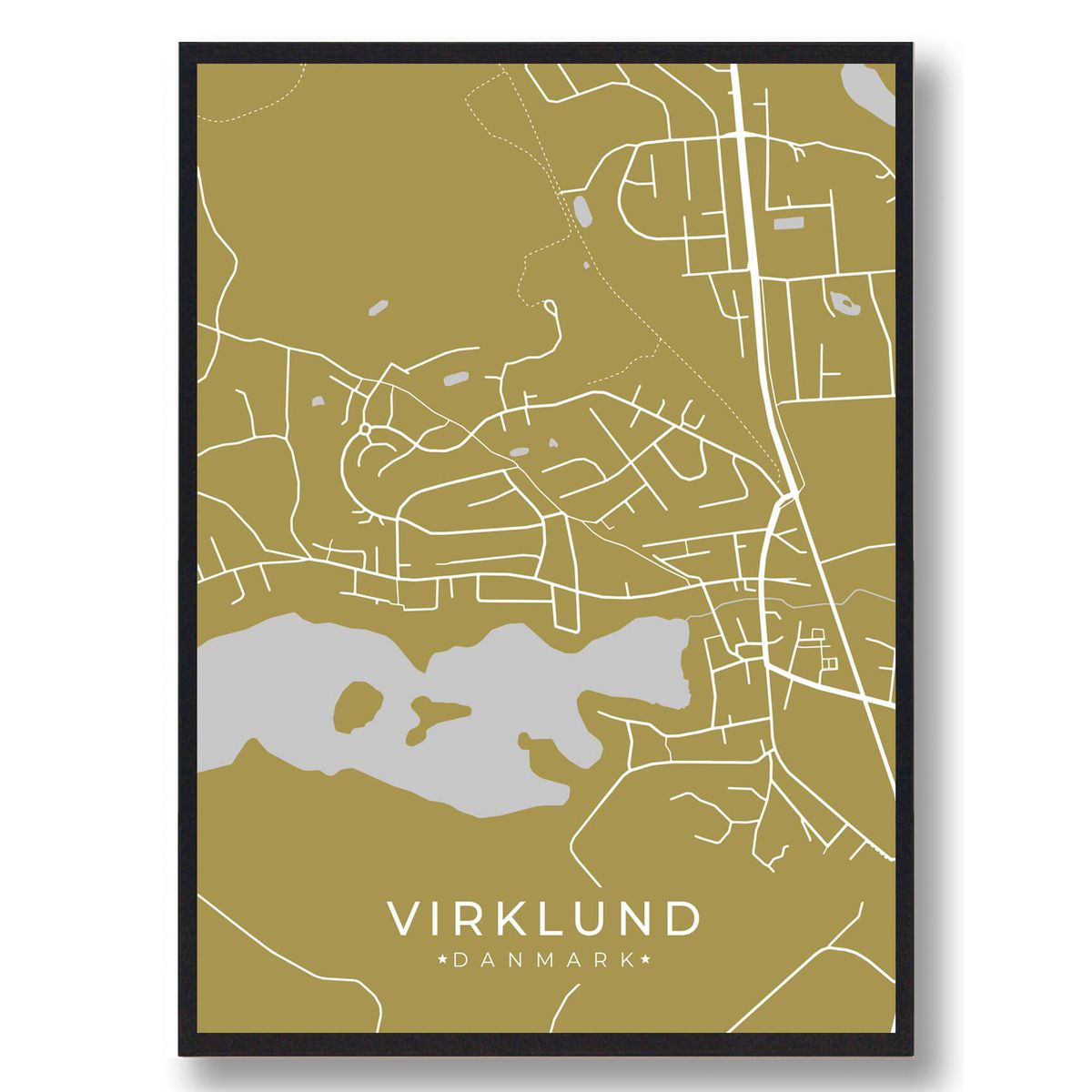 Virklund plakat - gul (Størrelse: L - 50x70cm (B2))