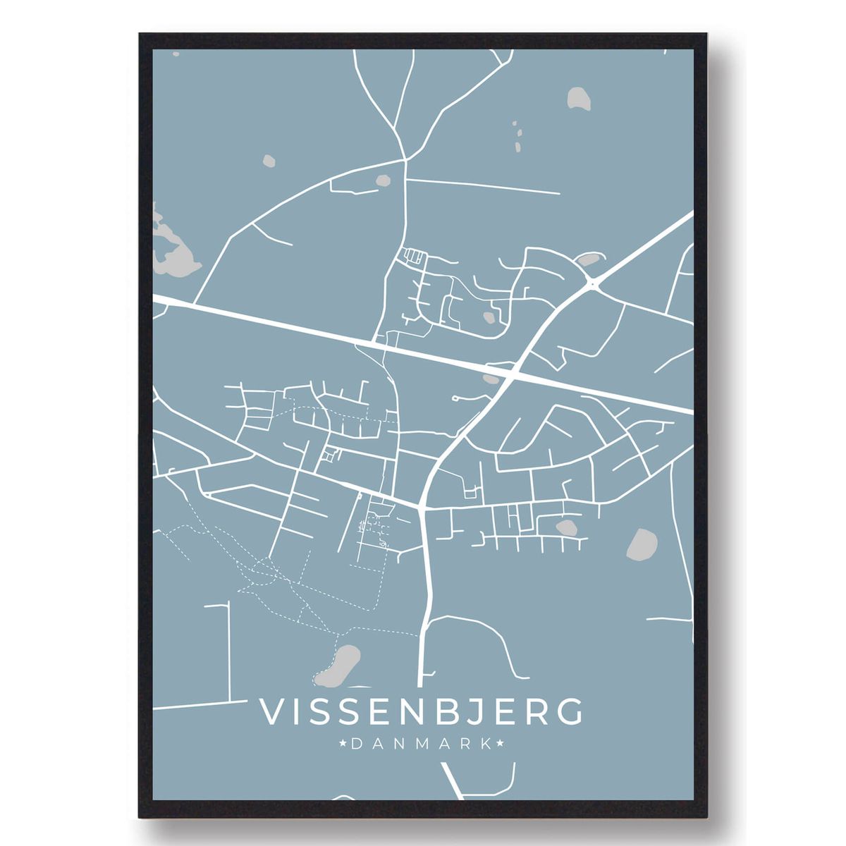 Vissenbjerg plakat - lyseblå (Størrelse: L - 50x70cm (B2))