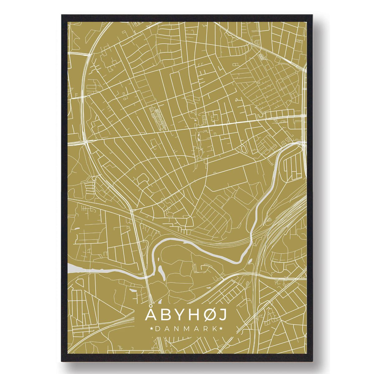 Åbyhøj plakat - gul (Størrelse: L - 50x70cm (B2))