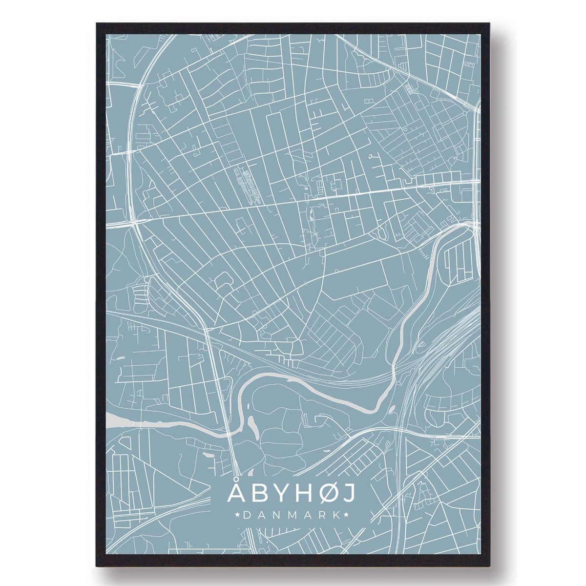 Åbyhøj plakat - lyseblå (Størrelse: L - 50x70cm (B2))