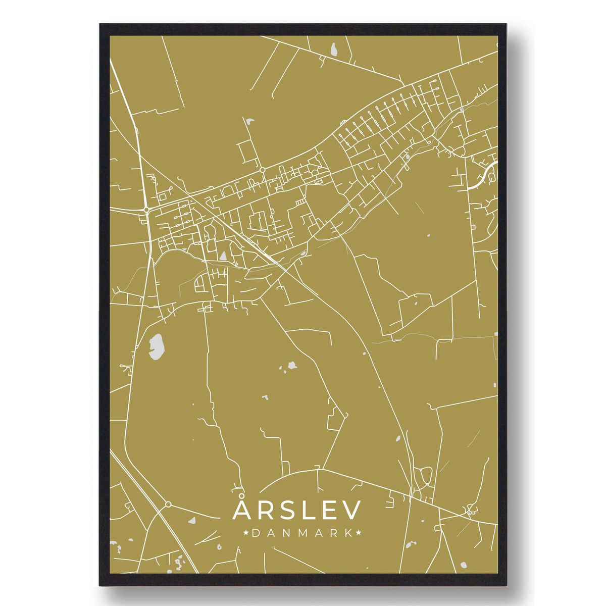 Årslev plakat - gul (Størrelse: L - 50x70cm (B2))