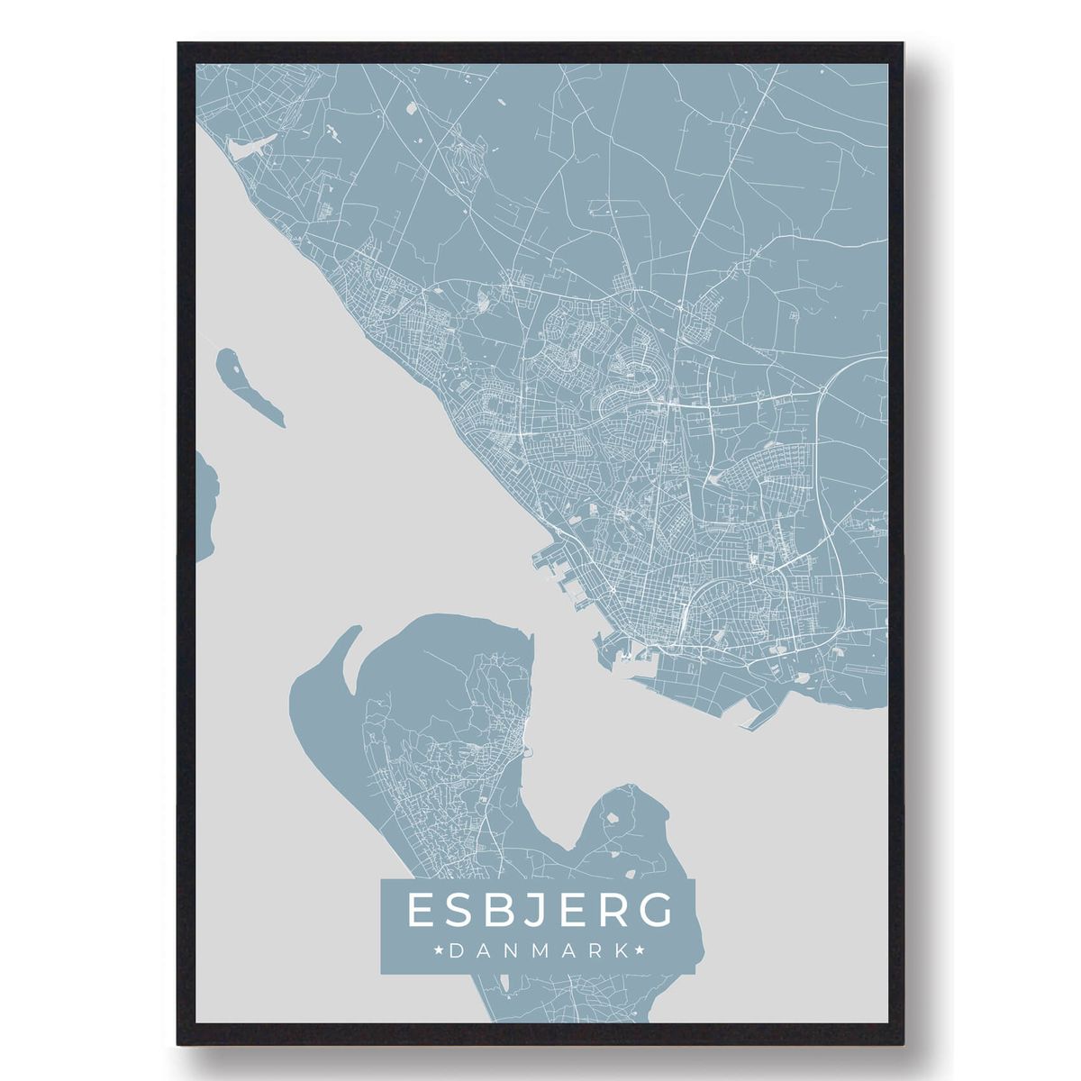 Esbjerg plakat - lyseblå (Størrelse: L - 50x70cm (B2))