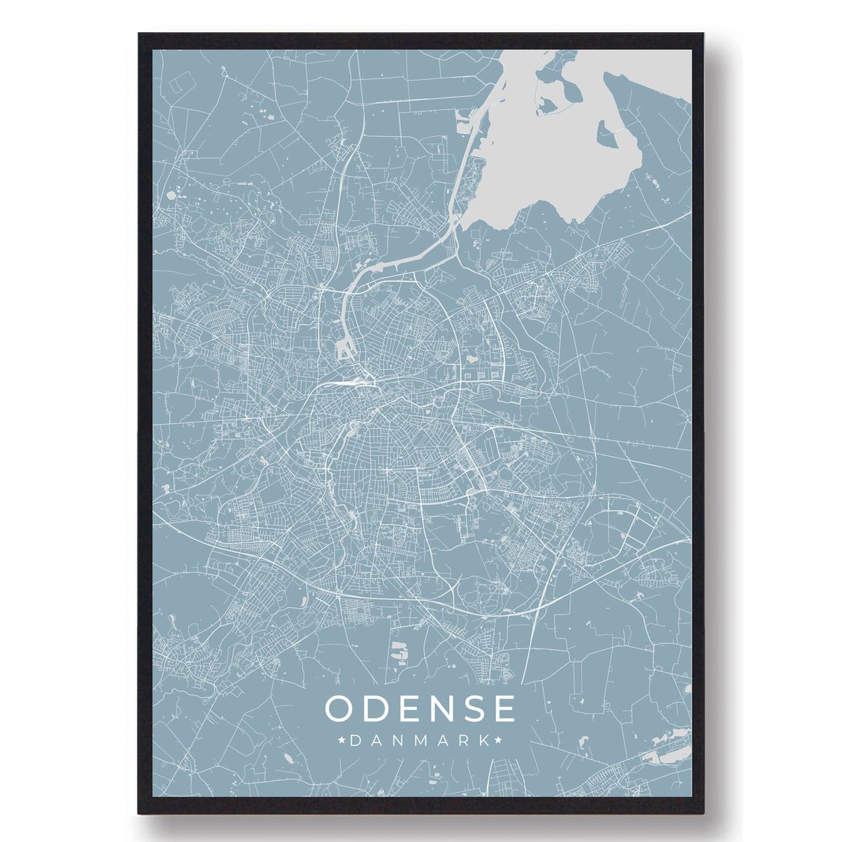 Odense plakat - lyseblå (Størrelse: L - 50x70cm (B2))