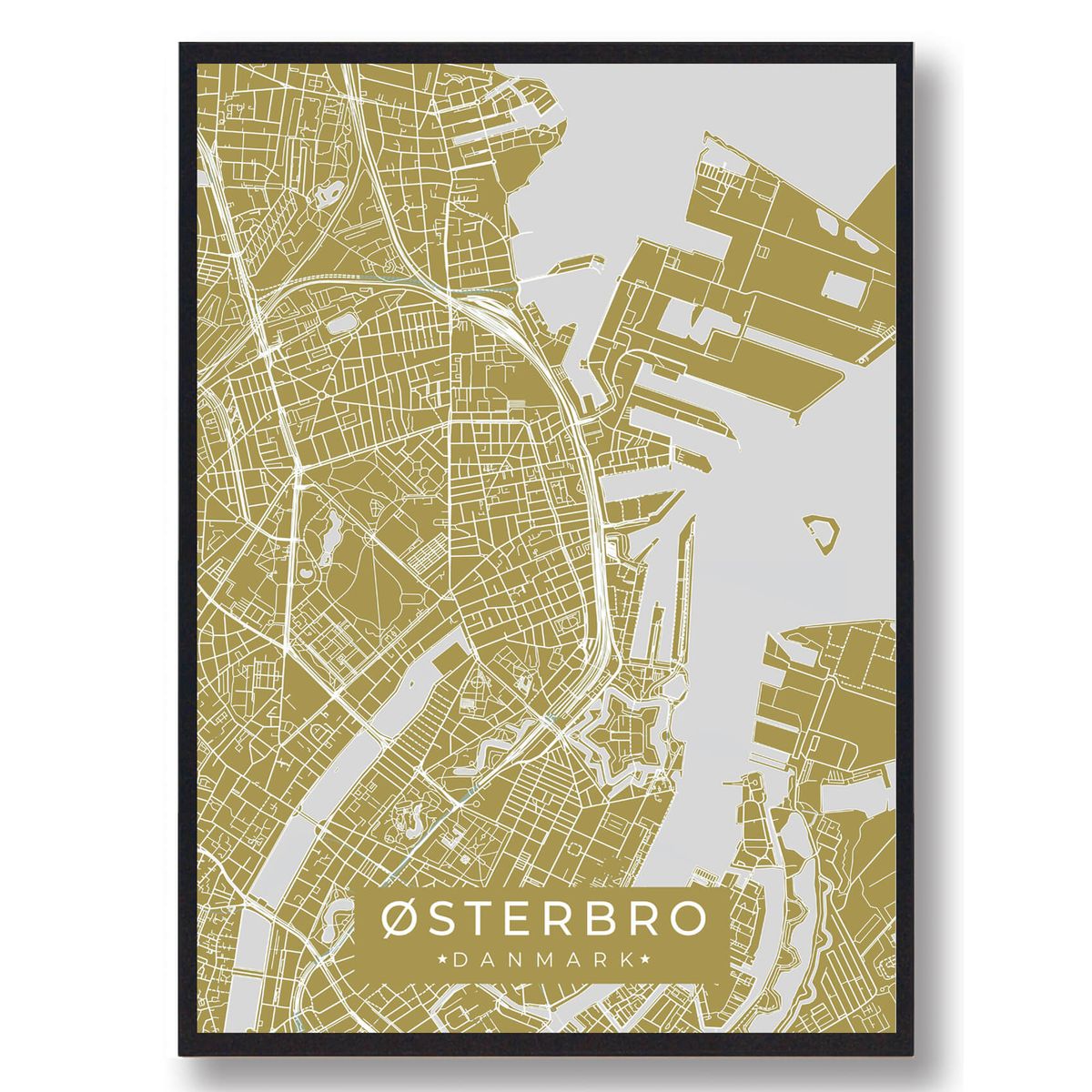 Østerbro plakat - gul (Størrelse: L - 50x70cm (B2))