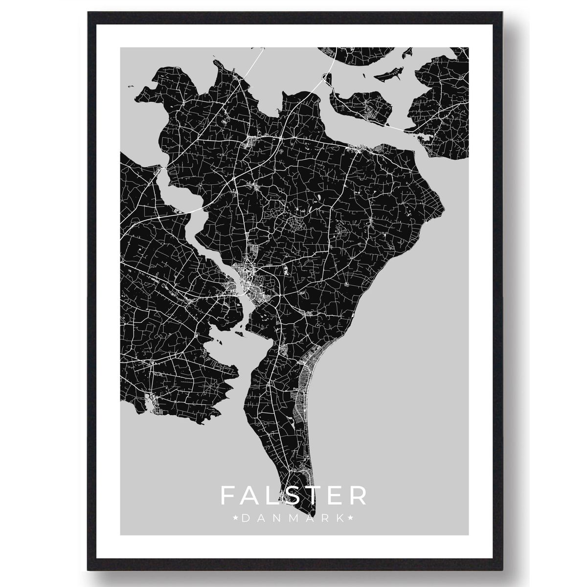 Falster plakat - sort (Størrelse: L - 50x70cm (B2))