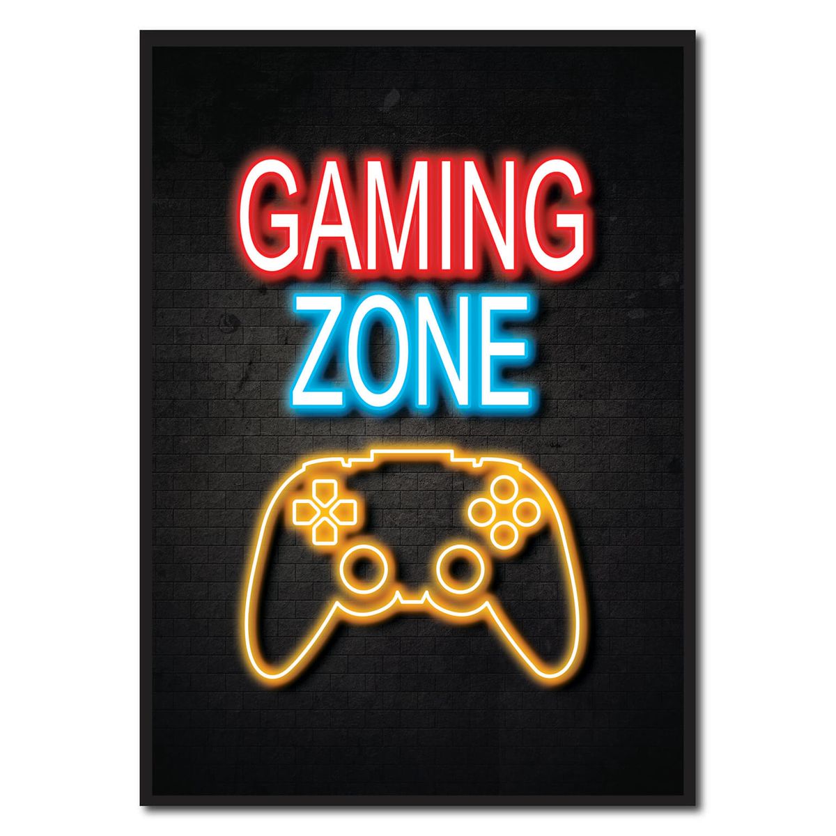 Gaming zone - neon blå gamerplakate (Størrelse: L - 50x70cm (B2))