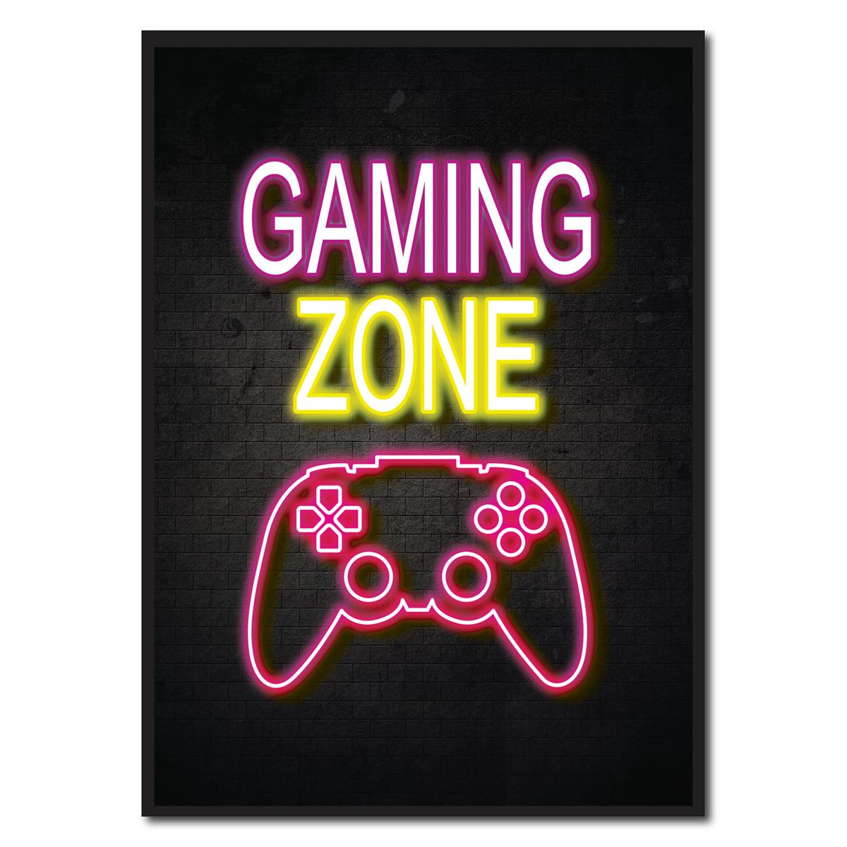 Gaming zone - neon gamerplakater (Størrelse: L - 50x70cm (B2))