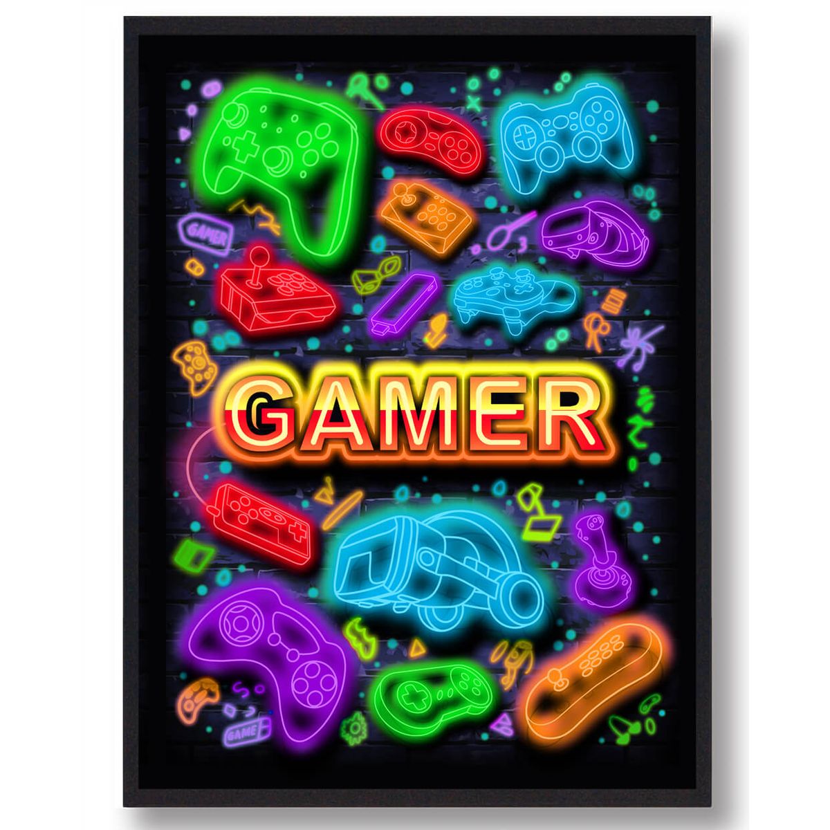 Gamer gul - neon gamerplakater (Størrelse: L - 50x70cm (B2))