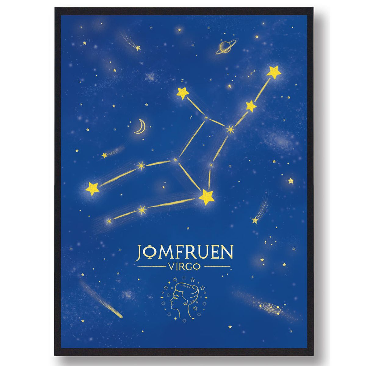 Stjernebillede jomfruen - blå (Størrelse: L - 50x70cm (B2))