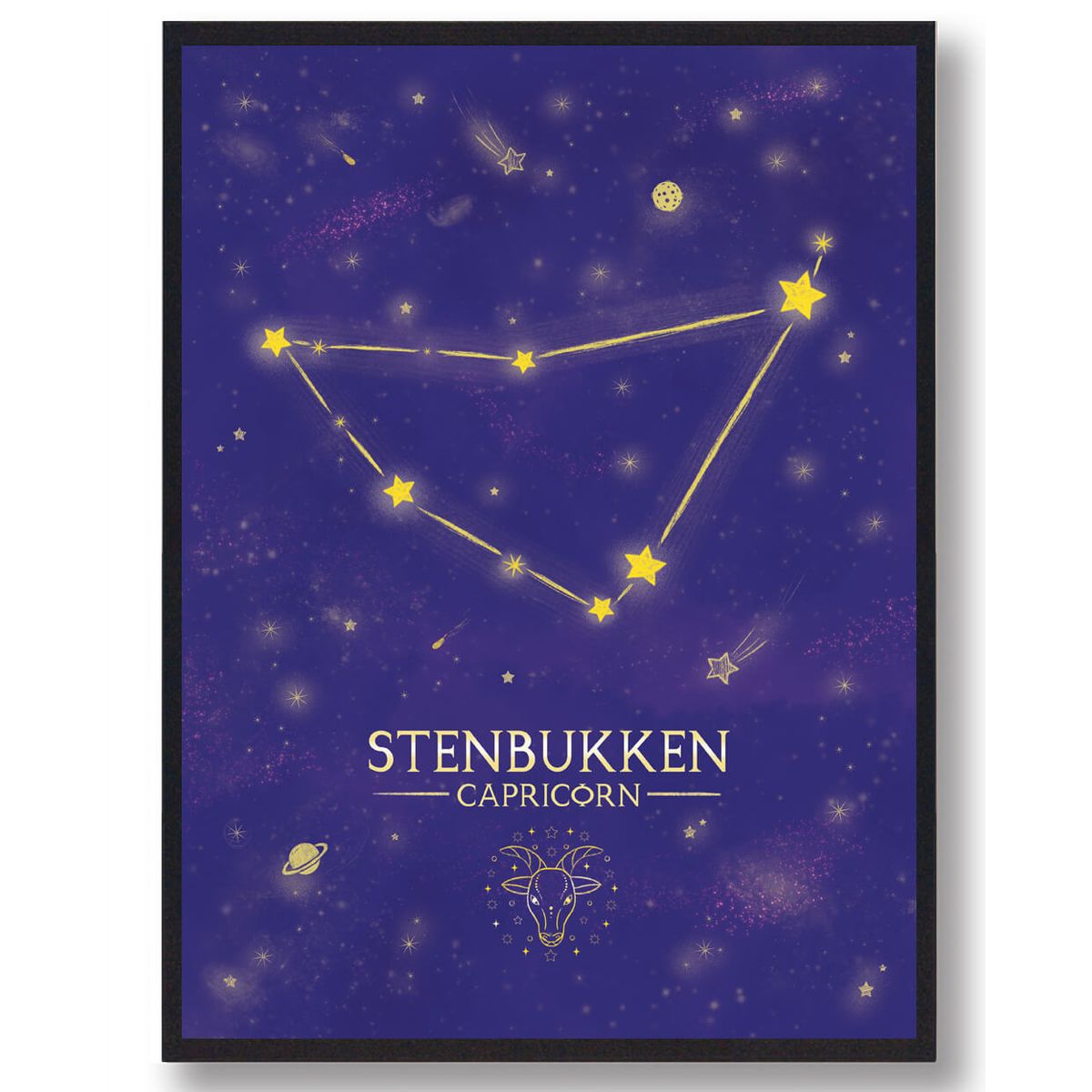 Stjernebillede stenbukken - lilla (Størrelse: L - 50x70cm (B2))