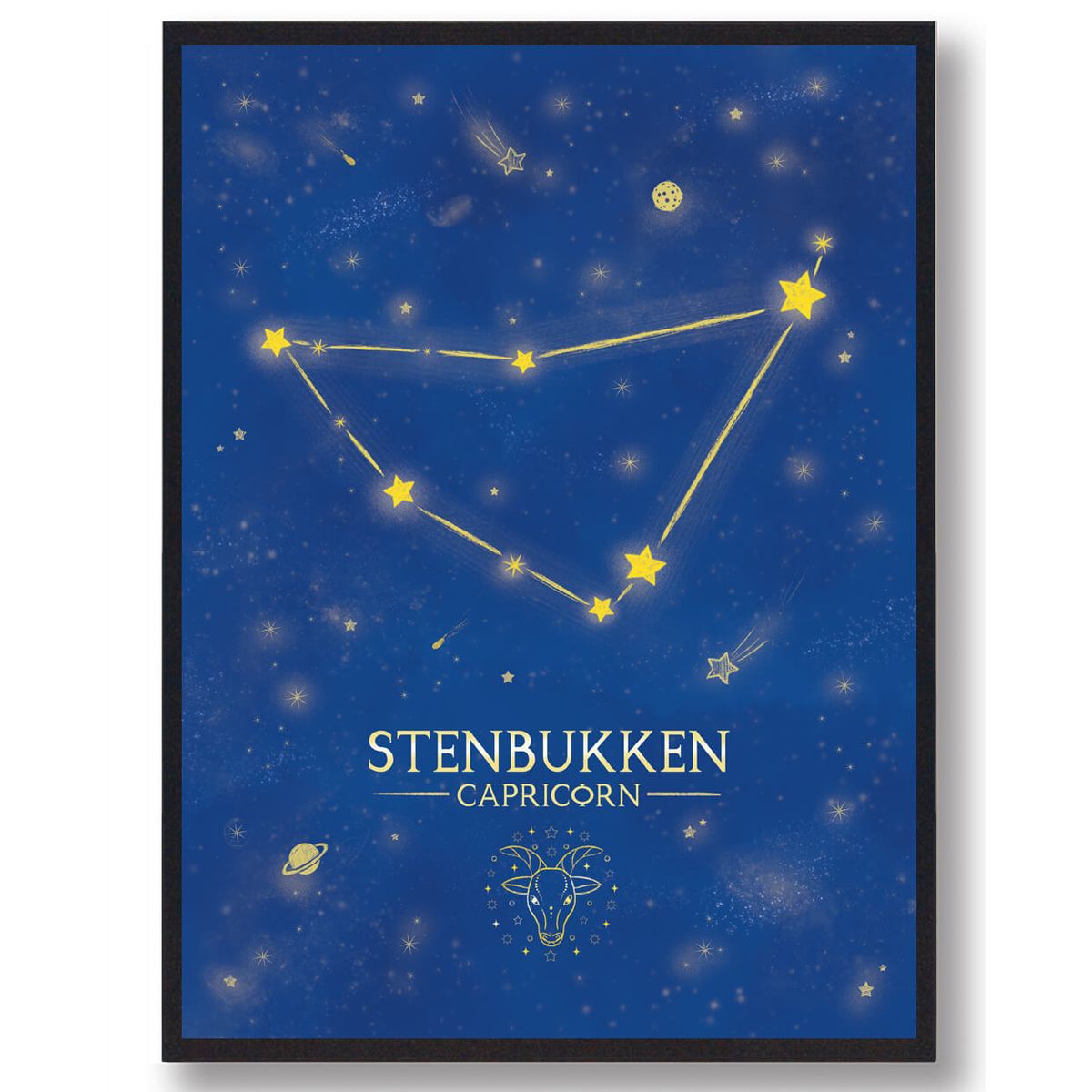 Stjernebillede stenbukken - blå (Størrelse: L - 50x70cm (B2))