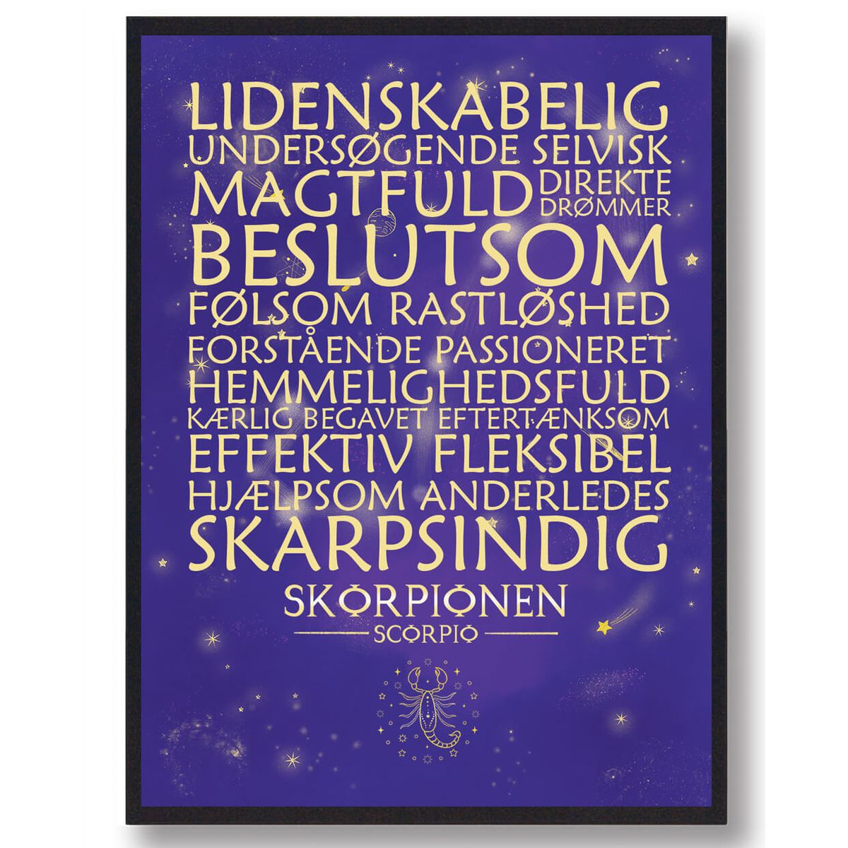 Stjernetegn skorpionen lilla (Størrelse: L - 50x70cm (B2))