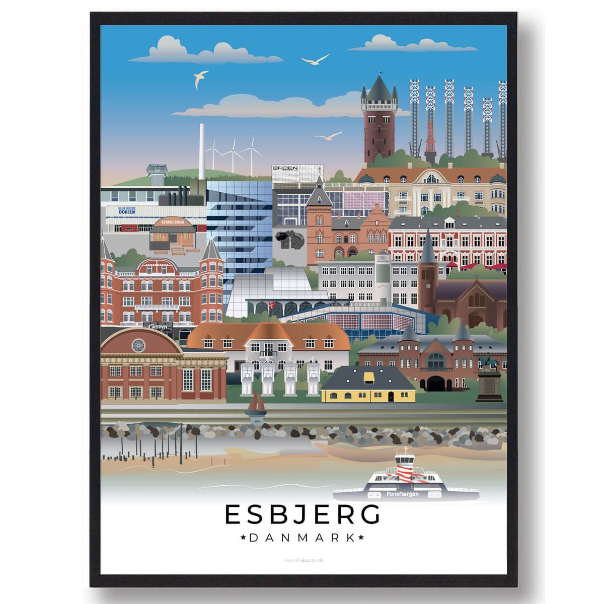 Esbjerg byplakat (Nyhed) (Størrelse: L - 50x70cm (B2))