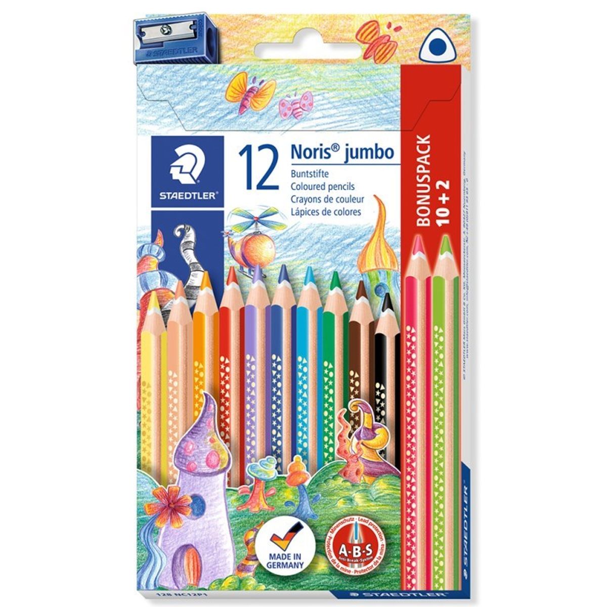 STAEDTLER Noris jumbo trekantede farveblyanter, 12 betal for 10!