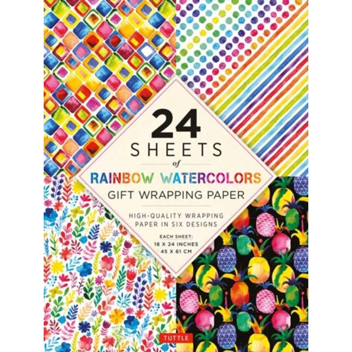 Rainbow Watercolors Gift Wrapping Paper - 24 sheets