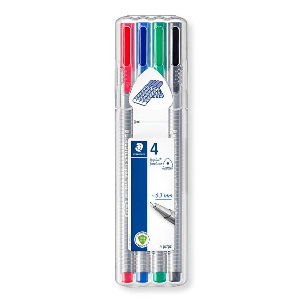 STAEDTLER Triplus fineliner, 4 stk. i stand-up boks