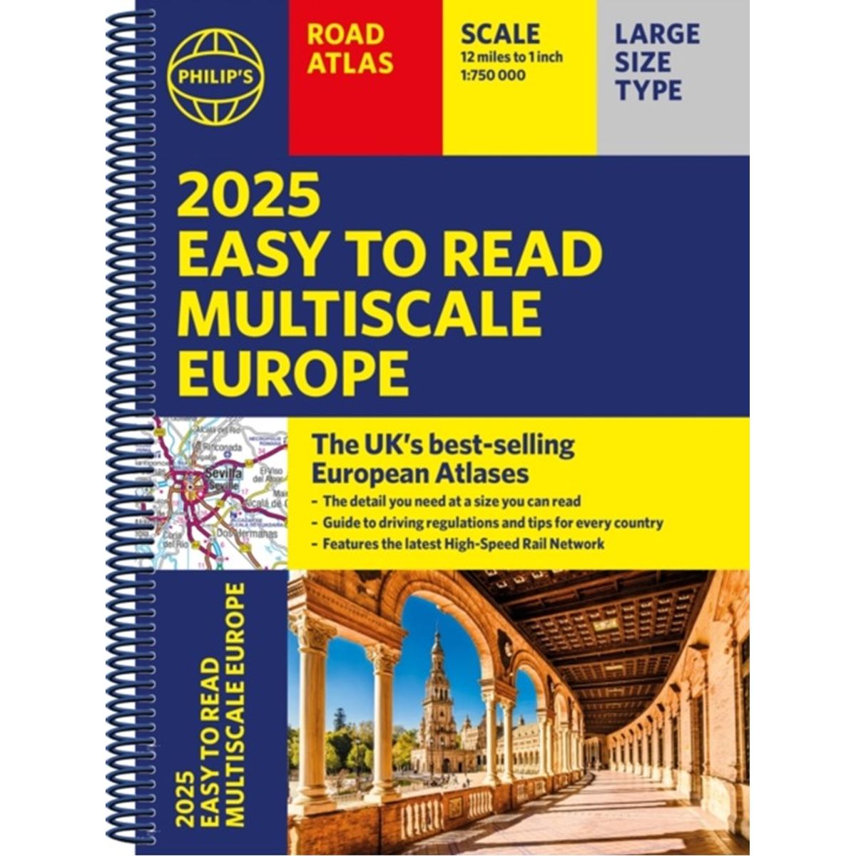 2025 Philip's Easy to Read Multiscale Road Atlas Europe