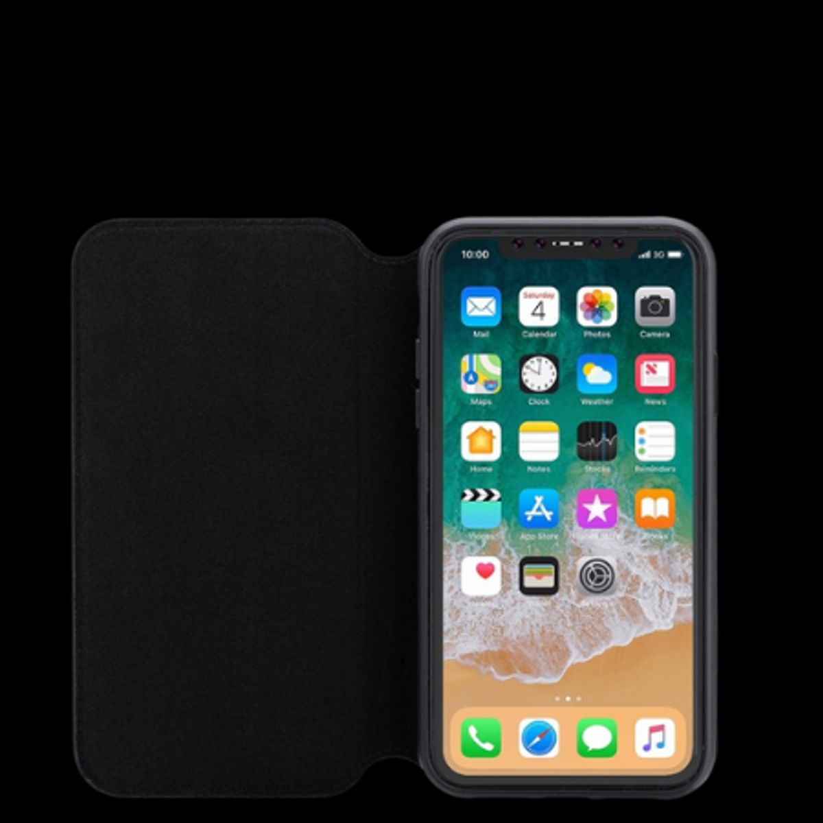 3sixT Slimfolio Flip Cover iPhone X/Xs - Sort