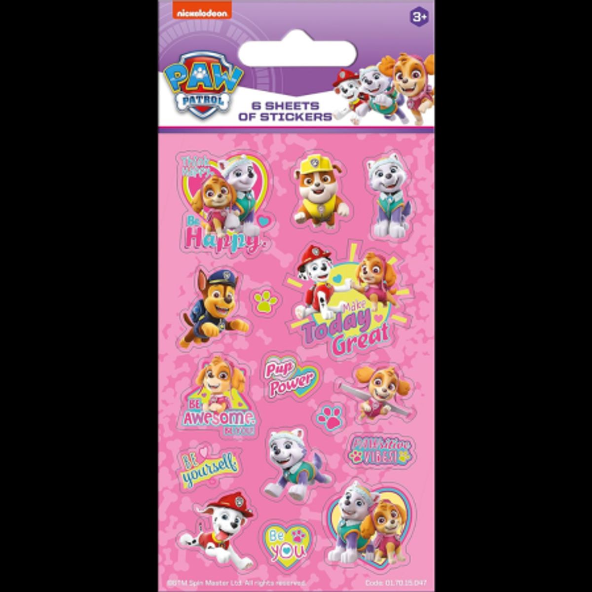 Paw Patrol Pink Party Klistermærker 6 Ark