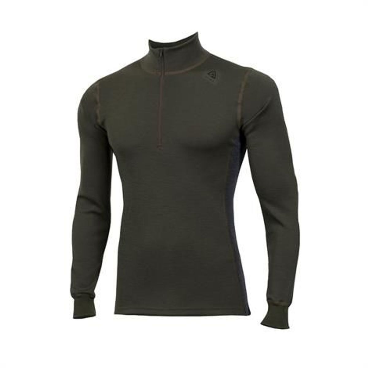 Aclima WarmWool Mock Neck w/zip Mens, Olive Night / Marengo