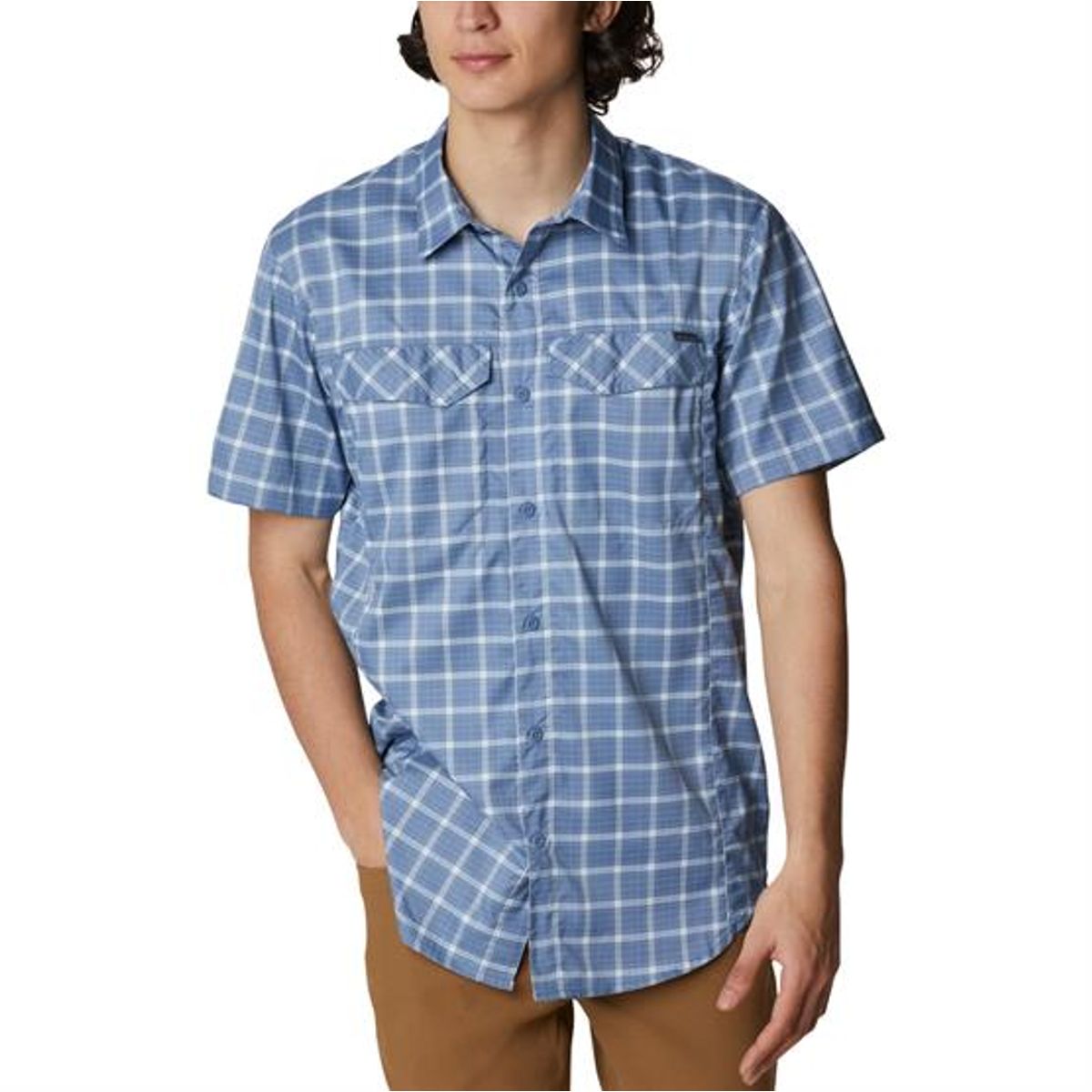 Columbia Silver Ridge Lite Plaid S/S Mens, Bluestone