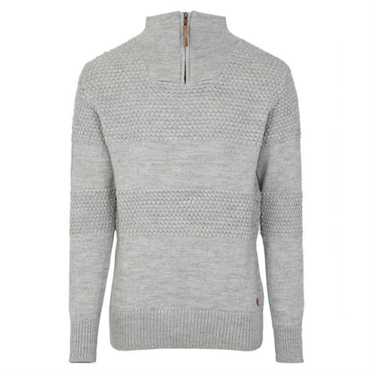 Fuza Wool Mens Nyhavn 1/2 Zip Sweater, Silver Grey