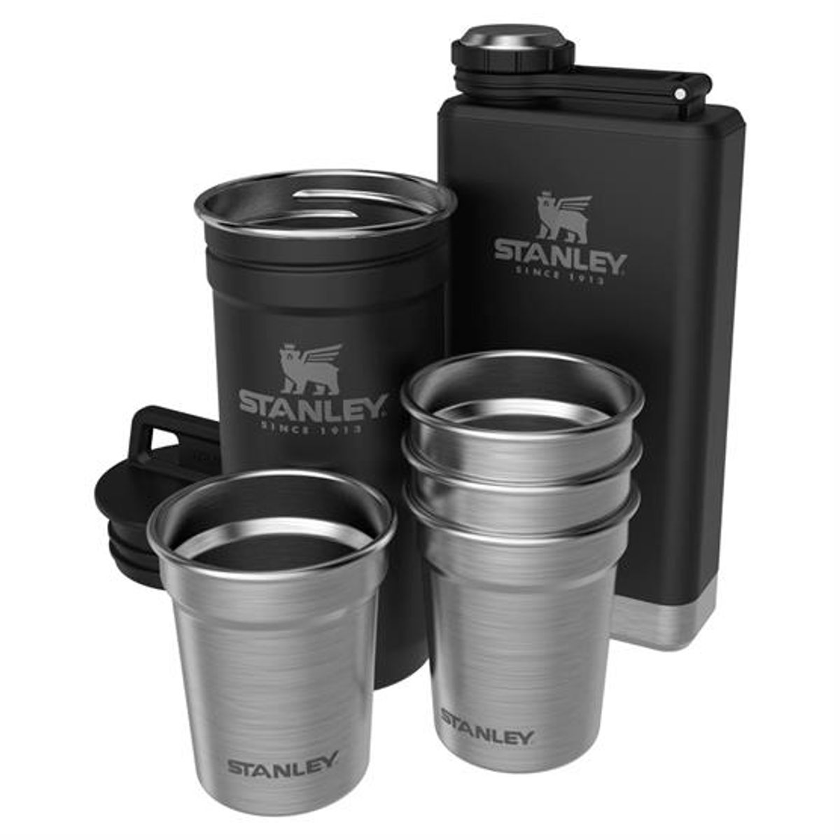 Stanley Adventure Pre-Party Shot Glass + Flask Set, Matte Black