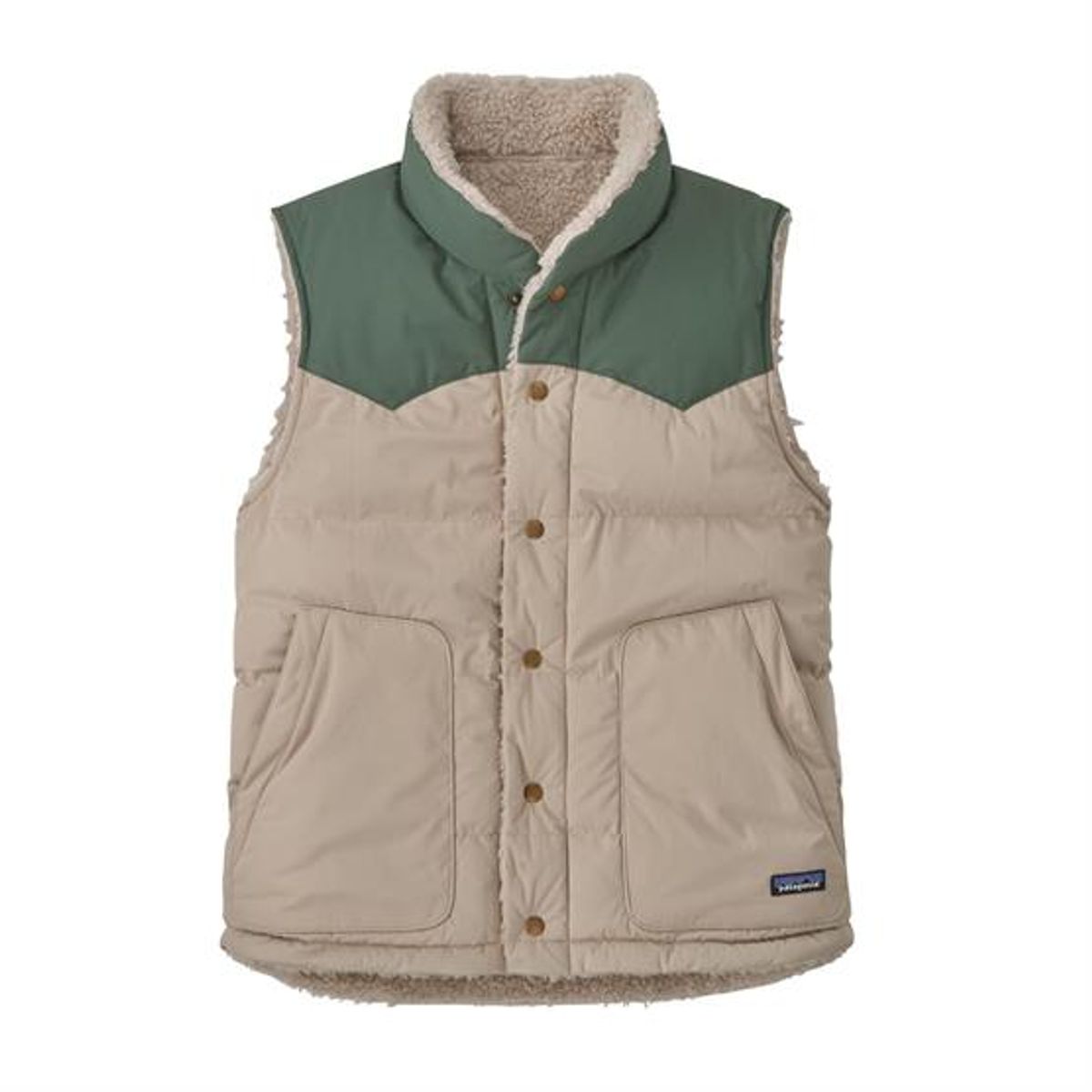 Patagonia Mens Reversible Bivy Down Vest, Oar Tan